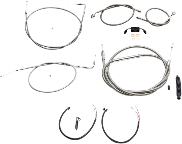 LA CHOPPERS Handlebar Cable/Brake Line Kit - Complete - Mini Ape Hanger Handlebars - Stainless LA-8211KT2-08