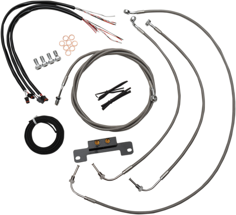 LA CHOPPERS Handlebar Cable/Brake Line Kit - Complete - 15" - 17" Ape Hanger Handlebars - Stainless LA-8055KT2-16