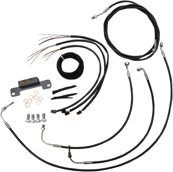 LA CHOPPERS Handlebar Cable/Brake Line Kit - Complete - 18" - 20" Ape Hanger Handlebars - Black Vinyl LA-8055KT2-19B
