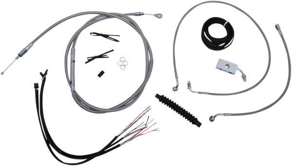 LA CHOPPERS Handlebar Cable/Brake Line Kit - Complete - 18" - 20" Ape Hanger Handlebars - Stainless LA-8152KT2-19