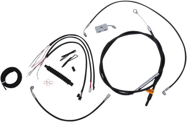 LA CHOPPERS Handlebar Cable/Brake Line Kit - Complete - 18" - 20" Ape Hanger Handlebars - Black Vinyl LA-8152KT2-19B